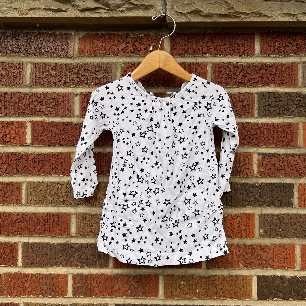 Joe Fresh White and Black Stars Long Sleeve Top